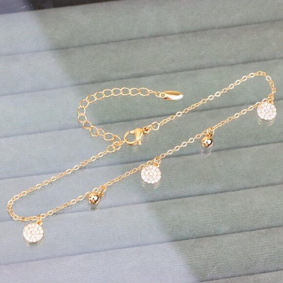 "Rose Gold Anklet with Sparkling Charm – XPAL1178 - Picture 1 of 12